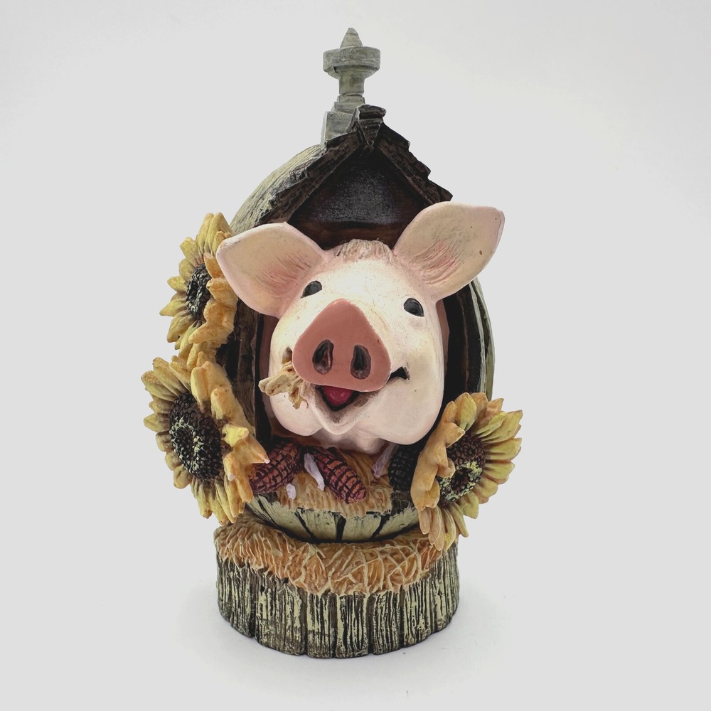 Herrero Sunny Side Up Pig Figurine Hand Painted Limited Edition Farmhouse Decor